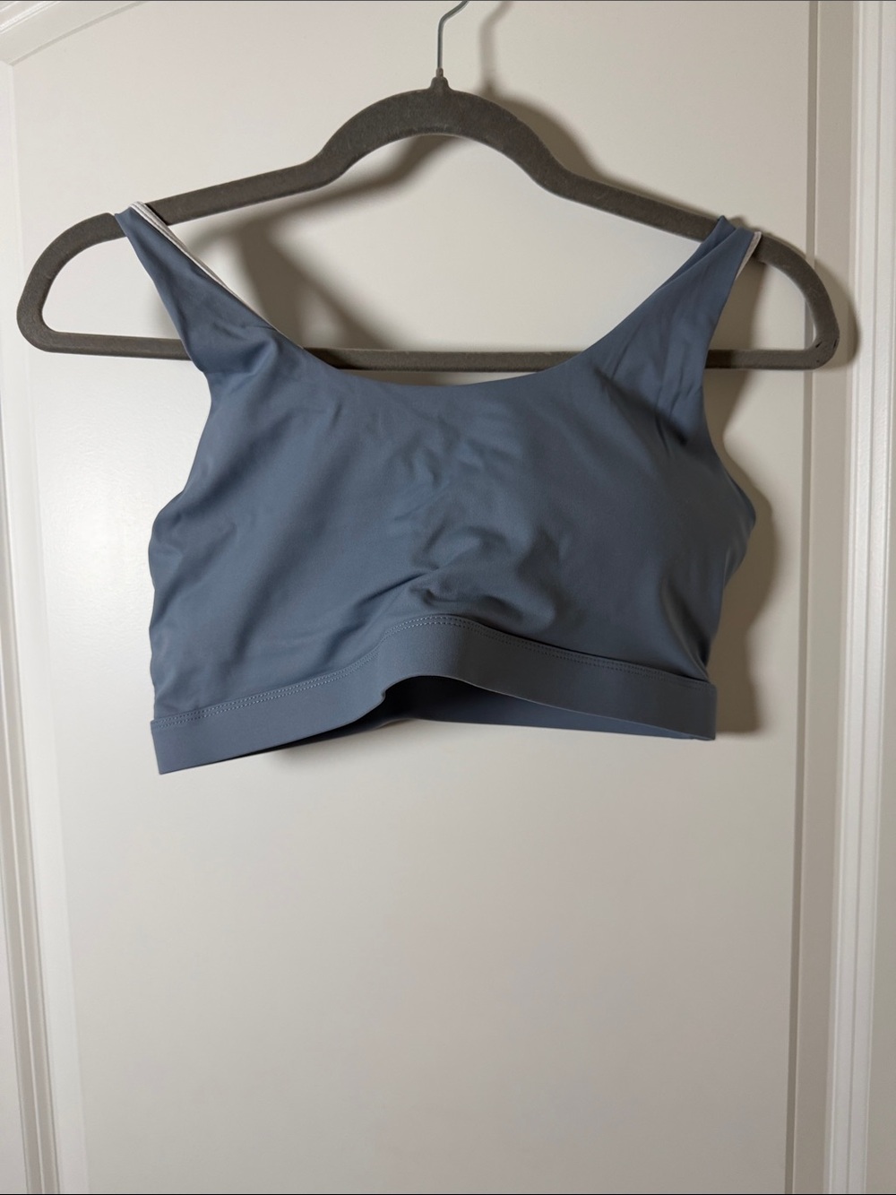 Smooth Slate-Blue Cropped Sports Bra